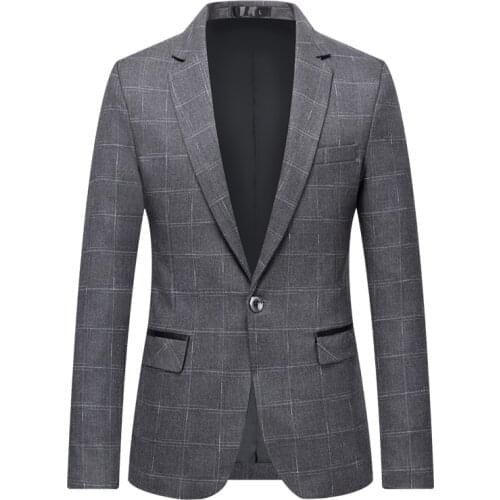 Mens Blazer Britishs Style Casual Slim Fit Suit Jacket Autumn/Winter Male Plaid Blazers Men Coat Terno Masculino Plus Size