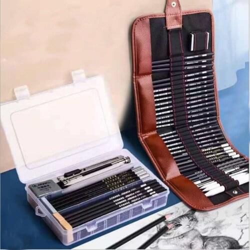 45pcs Professional Sketching Drawing Set Graphite Charcoal Pencil Kit Carrying Bag for Art Students School Painting Supplies