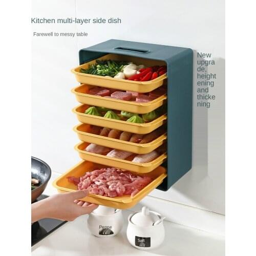Wall-Mounted Dish Tray Portable Punch-Free Rectangular Household Side Dish Hot Pot Dish Kitchen White Tray Compartment
