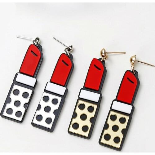 New Lipstick Drop Earring for Women Hyperbole Acrylic Lips Lipstick Tassel Long Dangle Earrings Brincos Fashion Jewelry Pendient