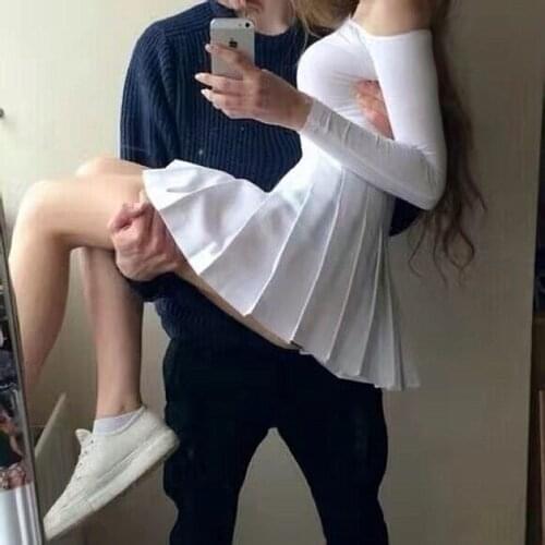 New Arrival high waist ball pleated skirts Harajuku Denim Skirts solid a-line sailor skirt Japanese school uniform Plus Size