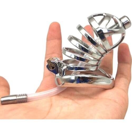 New Chastity Cage Metal CB Penis Rings Lock Cage with Catheter Chastity JJ Lock Cage Alternative Toys Chastity Toys for Men