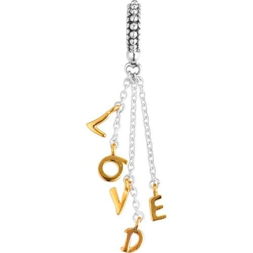 Fits for Pandora Charms Bracelets Loved Script Shine Beads 100% 925 Sterling Silver Jewelry Free Shipping