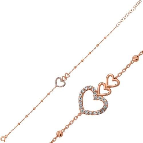 Silver Dorissa Three Heart Bracelet