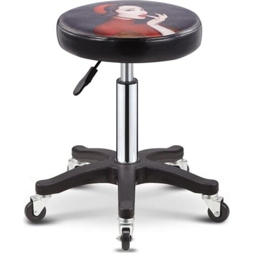 Beauty stool barber shop chair rotating lift round stool hair dresser stool nail stool pulley beauty bed round