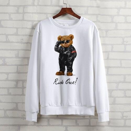 BLINGPAW Teddy Bear Ride Out Letter Printed Unisex Crewneck Sweatshirt Heavy Blend Crew Neck Long Sleeve Plus Size