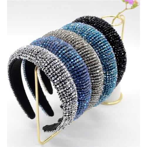 Gorgeous Baroque Full Colorful Crystal Headband for Woman Luxury Shiny Rhinestone Paded Hair Band Bridal Wedding Hair Accessory