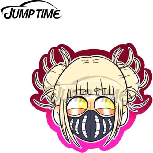 Jump Time 13 x 12cm Himiko Toga My Hero Academia With Mask Car Stickers Cartoon Waterproof Decal Windshield Bumper Decoration
