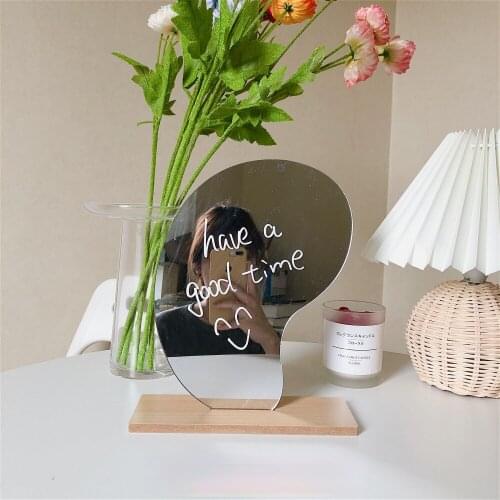 Makeup Mirror Table KOREAN Style Makeup Mirror Desktop Wood Base Beauty Mirror Decorative Mirror