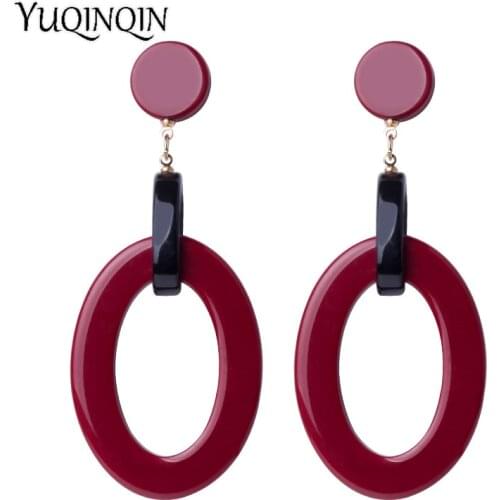 Classic Dangle Fashion Resin Earrings for Women Big Long Circle Geometric Acrylic Drop Earring Girls Elegant Wedding Brincos