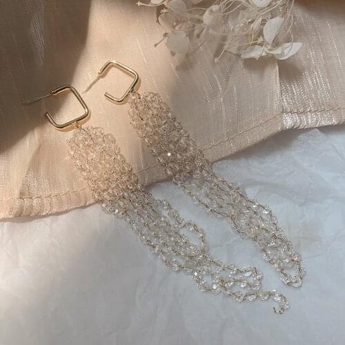 Jako TyS925 Needle Alloy Crystal Big Earrings Long Paragraph Tassel Earring Pendant Fashion Jewelry for Women серьги трен