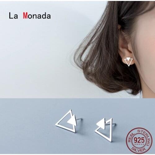 La Monada Triangle Earrings Studs 925 Sterling Silver Fine Jewelry Minimalist Beautiful Stud Earrings For Women Silver 925