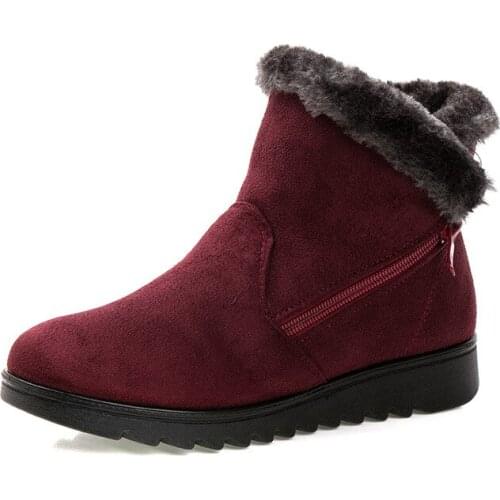 Women Zip Winter Snow Boots Ladies Warm Fur Suede Wedge Ankle Boot Female Fashion Casual Shoes Comfort Footwear Plus Size