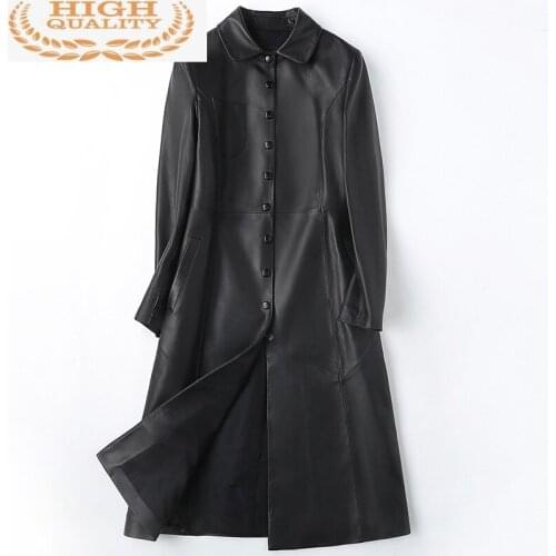 Coat Heepskin Spring Autumn Jacket Clothes 2021 Korean Vintage Long Trench Coats Outwear Women Tops ZT2319