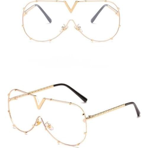 Zowensyh New style one piece ocean sun glasses trend women metal big frame sunglasses men glasses Conjoined white sunglasses