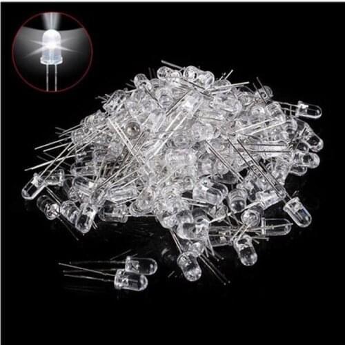 New 100pcs Bright Round White LED Emitting Diode Electronic Light Bulb 5mm