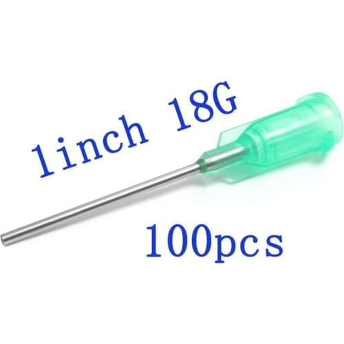 100pcs, Dispensing Needles with Luer Lock 18Gauge x 1"(1Inch Length), Blunt Tip Syringe Needle 18Ga For Mixing Many Liquid