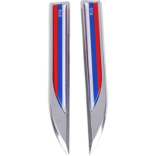 2 Pcs Side Wing Metal Blade Fender 3D Car Stickers Russia Letter Countries National Flag Emblem Logo Decal Car Styling