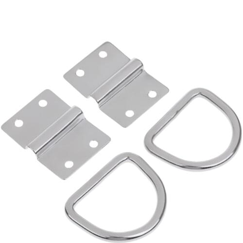 2 Pieces 316 Stainless Steel D Ring Rope Chain Strap Tie Down Loop Boat Truck Trailer Lashing Anchor Fixing Cleat Plate
