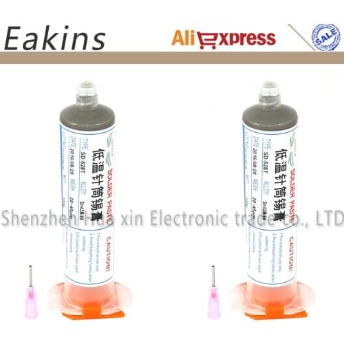 2/pcs Low Temperature No-clean SMT Lead-free LED SMT Solder Paste SMD BGA Solder Flux Sn42/Bi58 100g