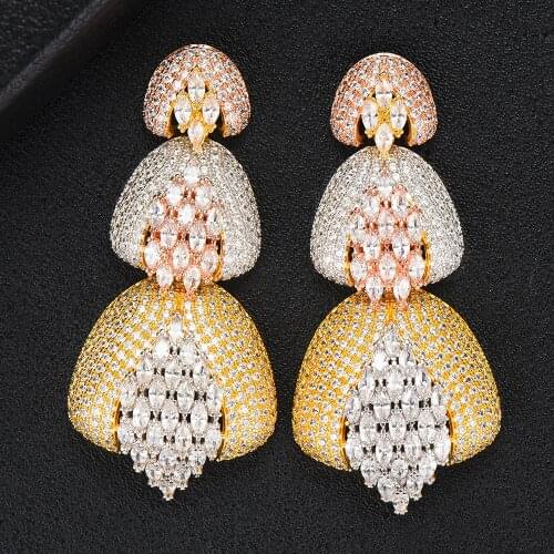 2021 Luxury Handmade Full CZ Shiny Earrings for Fashion Women Bridal Luxury Noble Gorgeous Luxury Wedding Jewelry for Brides
