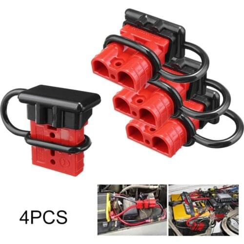 4pcs Red Color 600V 50A Battery Trailer Quick Charge Plug Connect Disconnect Tool Electric Winch Wire Harness Connector