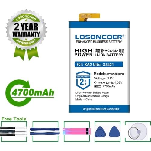 LOSONCOER Battery 4700mAh LIP1653ERPC For Sony Xperia XA2 Ultra G3421 G3412 XA1 Plus Dual H4213 Phone Battery Free tools