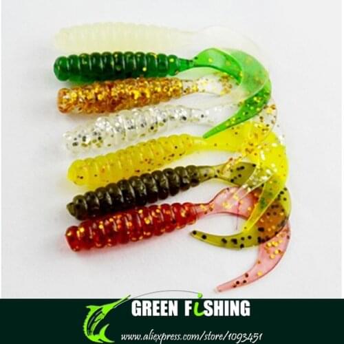 Free shipping 4cm 500pcs/lot Grub fishing lures soft artificial fishing lures single circle tail grubs