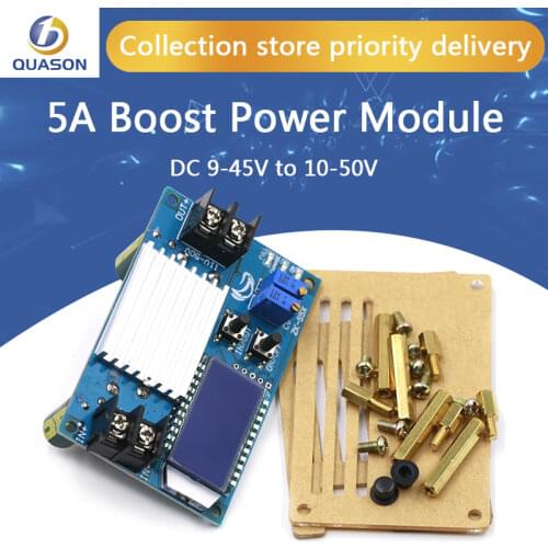 DC-DC DC 9 -45V to 10 -50V 5A Step Up Power Supply Module Adjustable Boost Adapter CV/CC Converter LCD Display with Case