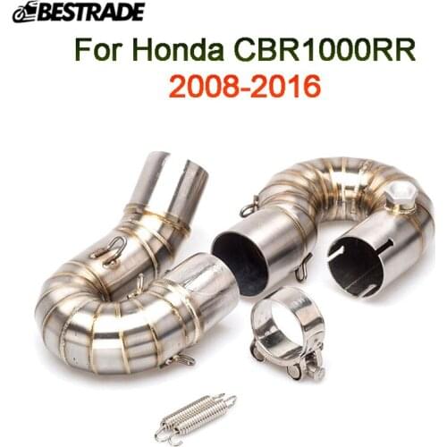 For Honda CBR1000RR 2008-2016 Motorcycle Exhaust Middle Link Connect Pipe Slip On 51mm Mufflers Tube Stainless Steel Escape