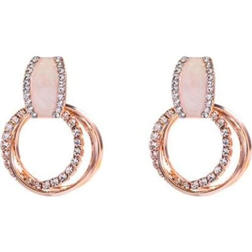 Europe and America Rhinestone exaggerated geometric earrings female atmospheric personality earrings Birthday gift