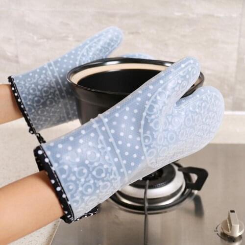 HobbyLane 1PC Long Style Non-slip Thicken Insulation Microwave Oven Silicone Cotton Baking Gloves