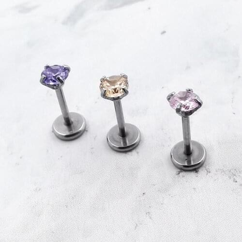 JHJT 20G Lip Studs 316L Surgical Stainless Steel Cubic Zirconia Labret Stud Lip Cartilage Earring Piercing Ring