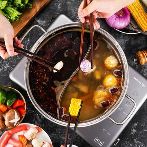 Chinese Style Stainless Steel Double-Flavor Hot Pot Gas Induction Cooker Thickened and Large-Capacity Hot Pot Soup Pot Hot Pot