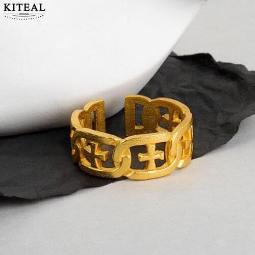 KITEAL Hot Selling silver color size Resizeable female rings for women Cross, hollow Jewelry on the neck floating charms