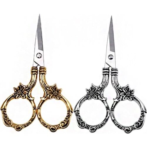 LMDZ 1pcs Vintage Daisy Scissor Antique Scissors Sewing Tailor Scissor Handicraft Household Embroidery Fabric Cut Sewing Tool