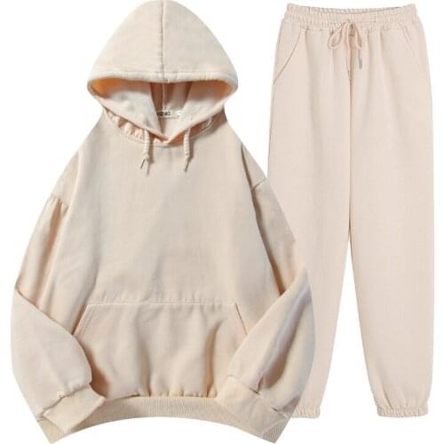 Fashion Diaries Womens Hoodies Pants Set Long Sleeve Oversized Sportwear Pants Suit Female Hooded Sweatshirt Conjuntos De Muje