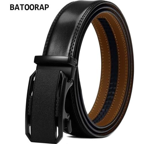 BATOORAP Fashion 2021 New Belt For Men Leather Designer Luxury Alloy Buckle Automatic Casual Black Cowhide Male Waistband WL-E57