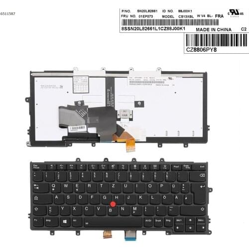 German QWERTZ New Replacement Keyboard for Lenovo Thinkpad X240 X240S X250 X260 X270 Laptop with Backlit Pointer Frame