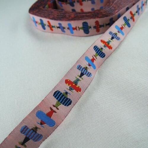 2017 NEW 5/8" 16mm 10yard/lot 100% Polyester Jacquard Ribbon Trim Cartoon Airplane Pattern CX02