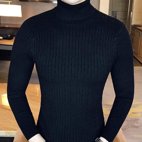 2020 New Autumn Winter MenS sweater Turtle Neck Long Sleeve Warm Sweater Slim Pullover Twist Knitwear