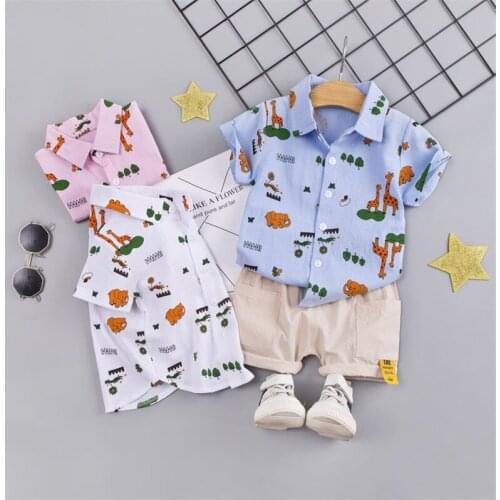 New Summer Children Casual Clothing Suit Baby Boys Girls animal printe Shirt Shorts 2Pcs/sets Kids Infant Coat Toddler Clothes