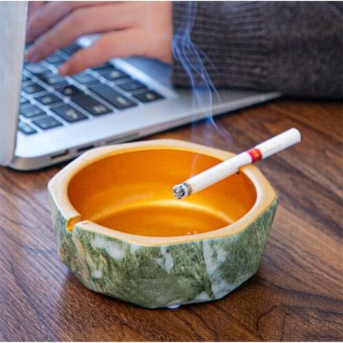 Ceramic Ashtray Marble Without Cover Round Living Room Office Decoration Household Ashtray Simple Men Gift Cigarette Accessories