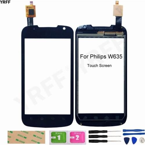 4.5" Front Glass Touch Panel Sensor For Philips W635 Touch Screen Digitizer Phone Mobile Assembly Parts