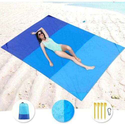 Beach Blanket Portable Pocket-Sized Picnic Mat Waterproof Sandproof Beach Mat with Storage Outdoor Camping Accessories 6 Color