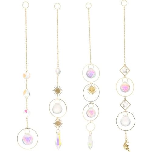 Hanging with Crystal Glass Bead Chains Rainbow Maker Prisms Pendant for Home Decoration
