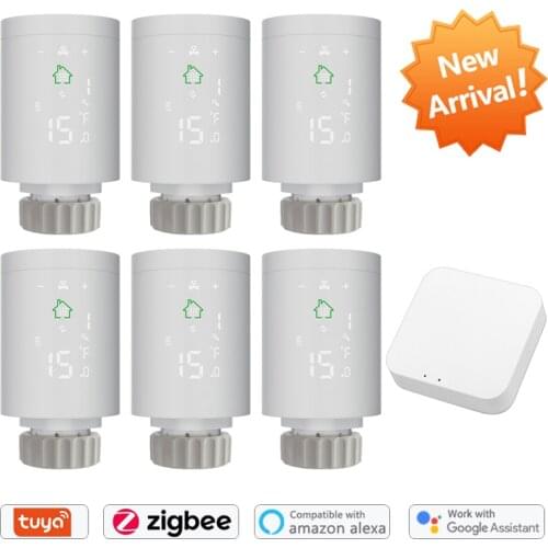 Tuya ZigBee Smart Home Radiator Actuator Programmable Thermostatic Radiator Valve Temperature Controller Voice Control via Alexa