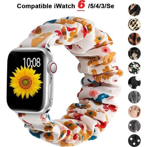 Scrunchie Strap for Apple watch band 44mm 40mm iWatch 42/38mm Elastic Nylon Solo Loop smart bracelet applewatch serie 5 43 SE 6