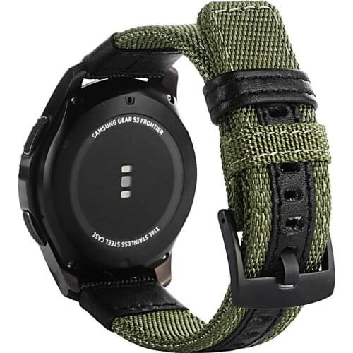 22mm for Samsung Gear Sport S3 Classic Frontier Galaxy Watch 46mm Band Army Green Nylon Fabric Quick Release Pins Strap