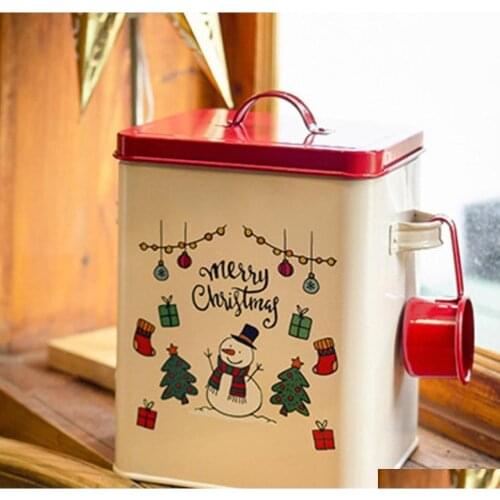 Christmas Tin Gift Box Cookie Candy Storage Containers with Lids Vintage Style Bread Box Snack Container Candy Box Accessories